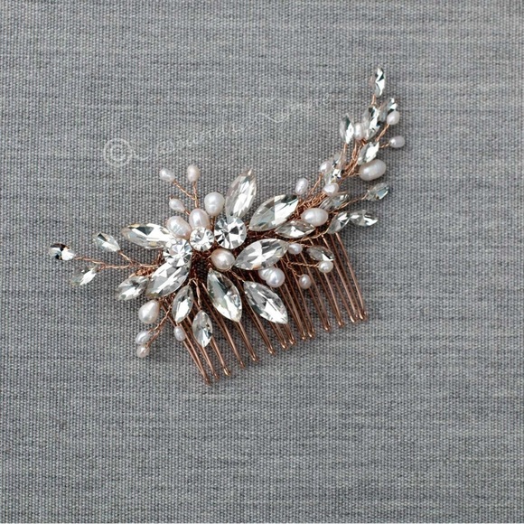 2/$10 Marquise Spray Bridal Comb with Pearls - Picture 1 of 1